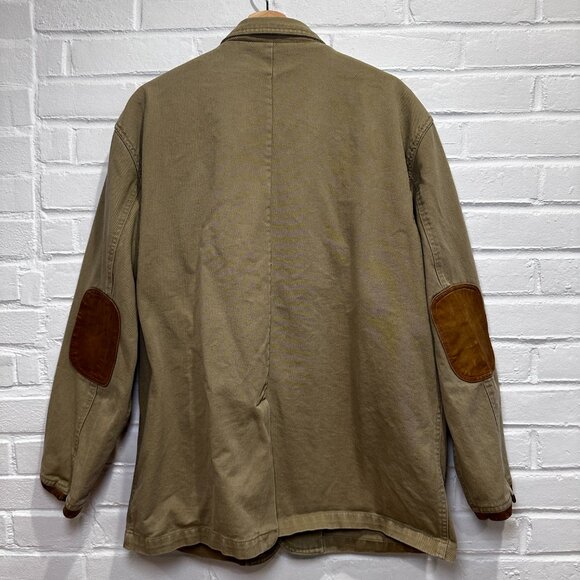 Vintage Orvis Chore Barn Field Elbow Patches Jacket Khaki Tan Men's Large - Picture 2 of 10